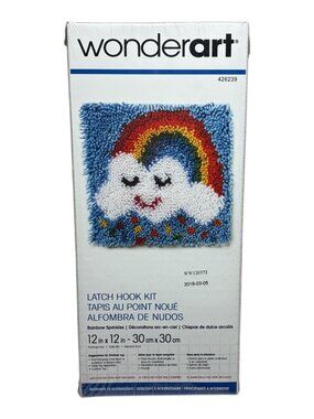 Wonderart Rainbow Sprinkles Latch Hook Kit with Latch Hook Tool NIP